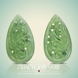 Hermosa serpentina tallada crisoprasa verde Natural corte de pera Mughal tallado CAMBIO DE Color múltiples usos de joyería par a granel - Product Image 2