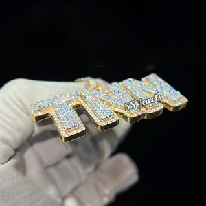 Bijoux Hip Hop personnalisés en argent Sterling 925 avec diamant Moissanite VVS complète avec lettre glacée nom pendentif cadeau d'anniversaire pour les enfants - Product Image 5