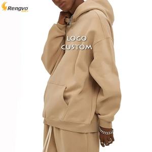 Sweat à capuche épais décontracté pour homme, 350g, style streetwear hip-hop, anti-rétrécissement, couleur unie, coupe classique, personnalisable, pour l'hiver - Product Image 2