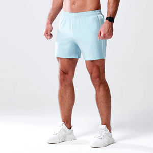 Shorts de sport solides et sportifs Gusset Stretch Fabric Moisture Wicking Breathable Canal Blue Lab 360 5 pouces avec ceinture collée - Product Image 4