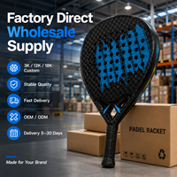 Venta al por Mayor de Raquetas de Pádel Personalizadas OEM de Fábrica, Fibra de Carbono 3K 12K 18K, Núcleo de EVA, Diseño de Logotipo Profesional Ligero