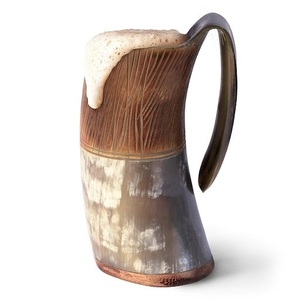 Best Quality Natural Horn Beer Mugs Hand- Carved <b>Viking</b> Angel Style Custom Logo Available - Product Image 1