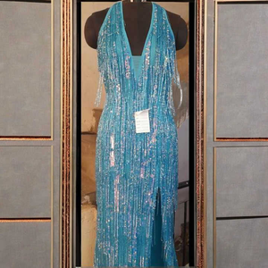 Vestido largo de noche con cuentas hecho a mano más vendido traje de evento de gala y alfombra roja a la moda a la venta - Product Image 4