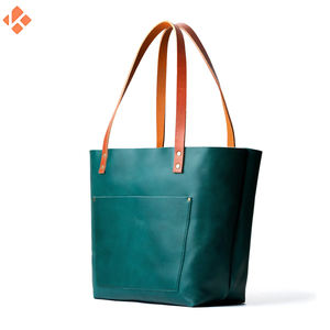 Bolso grande de cuero genuino de alta calidad para mujer con cierre de cremallera y diseño de moda simple - Product Image 2