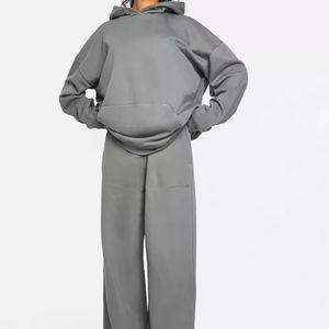 Chándal básico de gran tamaño para mujer de alta calidad, Conjunto de sudadera con capucha y Jogger, ropa de calle, chándal transpirable ligero - Product Image 1