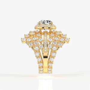18K <b>Gold</b> Moissanite Diamond <b>Cocktail</b> <b>Ring</b> Portuguese Cut Elegant and Luxurious - Product Image 4