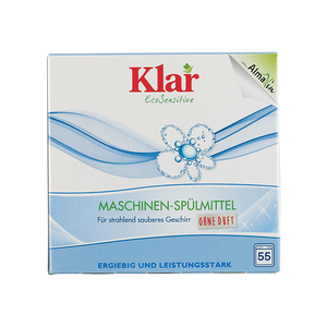 Poudre lave-vaisselle écologique KLAR Eco Sensitive Efficient, 1,375 kg, sans parfum, 55 utilisations, puissante, sans OGM, biologique - Product Image 1