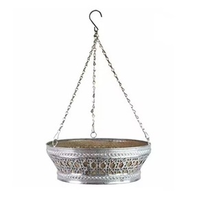 Factory Wholesale Galvanized Hanging <b>Basket</b> Round Bronze Planter With Hanging Chains <b>for</b> Outdoor Hanging <b>Plant</b> & Gardening - Product Image 2