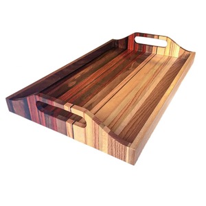 Bandeja de servicio de madera ordinaria, bandeja simple hecha a mano para té, café, aperitivos, desayuno y uso diario en el hogar de la India - Product Image 2