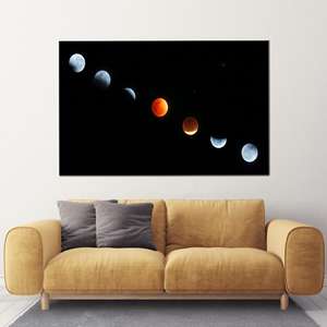 Obra de arte impresa en lienzo - Elegante decoración espacial con fases lunares, 1P: Enmarcado tipo galería - Product Image 1