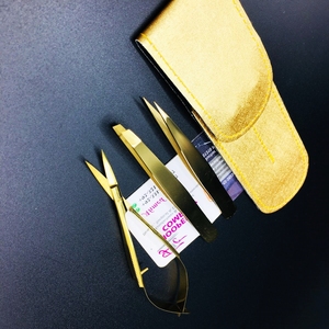 Ensemble de pinces à sourcils de haute qualité pince à épiler en acier inoxydable or pour pince à épiler inclinée à sourcils ciseaux d'emballage de Logo de vison durable - Product Image 6