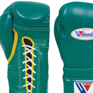 Winning <b>Lace</b> Up Boxing <b>Gloves</b> Green Gold Genuine Leather Professional Fight Training Sparring <b>Gloves</b> 8oz 10oz 12oz 14oz 16oz - Product Image 2