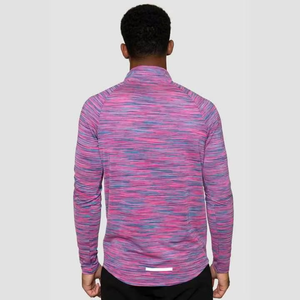 2025 nouveauté léger respirant rose marine 88% Polyester 12% élasthanne Slim Fit hommes Trail 1/4 Zip manches longues 220 grammes - Product Image 6
