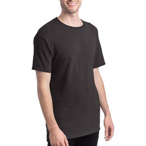 Wholesale men oversized t shirt cotton polyester blend plain blank streetwear embroidery logo custom printing <b>black</b> colour shirt - Product Image 1