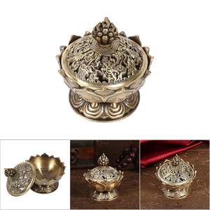 Brûleur d'encens en métal plaqué or avec bouton de couvercle design, fabrication artisanale, parfait pour les accessoires de table élégants, meilleure qualité - Product Image 4