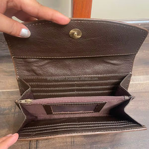 Porte-monnaie sculpté usiné à la main pochette étui de téléphone portefeuille élégant en fourrure de vachette multi-usages portefeuille carte en cuir véritable occidental pour les femmes - Product Image 5