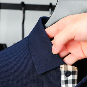 Chemises polo pour hommes avec logo personnalisé, style nouveau, 100% coton, manches longues, tissu tricoté, décontracté, uni, teinture unie - Product Image 2