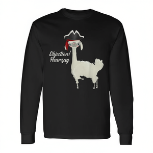 T-shirt a maniche lunghe Alpaca Objection Hearsay, unisex, taglia media per adulti, nera, con design divertente a tema animale - Product Image 2