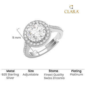 NOVAMART Fine Fashionable & Trendy 925 Sterling <b>Silver</b> Karla Solitaire Halo <b>Ring</b> <b>Adjustable</b> Size with 18K Gold Plating Wholesale - Product Image 5