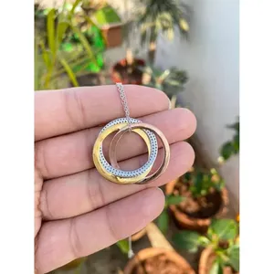 สร้อยคอเงินแท้ 925 ลายวงกลมสามวง สำหรับโอกาสเป็นของขวัญ - Product Image 3