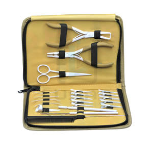 Alicates de extensión de pelo, Clips en forma de C, agujas, anillo de separación, cola, peine, tijeras de pelo pequeñas, gancho de pelo con lazo de alambre en Color blanco y bronceado - Product Image 3