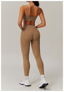 2025 nuevo diseño de logotipo personalizado mujeres estampado en caliente pantalones de Yoga pantalones de Fitness cintura alta mallas de secado rápido gimnasio mallas para correr - Product Image 6