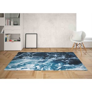 Alfombra con Diseño de Olas del Océano Azul: Alfombra Decorativa con Paisaje Marino, Alfombra Delgada No Tejida - Product Image 2