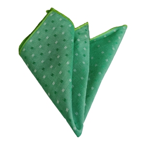 Green and <b>White</b> Checkered Cotton <b>Pocket</b> <b>Square</b> - Product Image 1