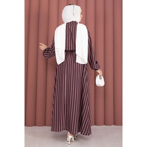 Completo Due Pezzi in Tessuto Crepe a Righe Bordeaux XS/XS, Top Aderente e Gonna Corta per Primavera/Estate - Product Image 6