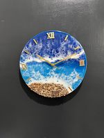 Reloj de Lujo Hecho a Mano con Resina, Tema Oceánico, Moderno, de Cuarzo, a Pilas, Impermeable, de Gran Tamaño, con Luz Nocturna, para Decoración de Bodas y Comedor