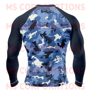 เสื้อกีฬาแขนยาวสำหรับผู้ชายเสื้อแรชการ์ดแบบกำหนดเองผ้าโพลีเอสเตอร์100% ออกแบบโลโก้ได้ตามต้องการ - Product Image 2