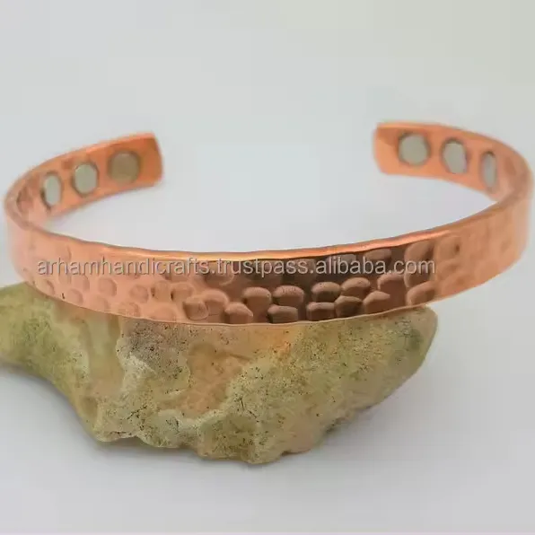 Pulseira magnética de cobre sólido com nó triplo trançado para artrite, pulseira de cobre magnética de luxo artesanal, design incrível