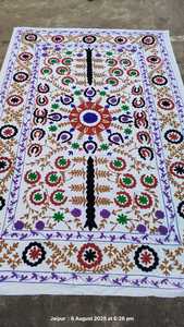 Jeté en laine brodée Suzani écologique fait sur mesure, style bohème traditionnel, artisanal pour la maison, cadeau de luxe - Product Image 6