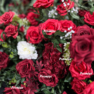 <span class=keywords><strong>Promise</strong></span> Dekorationen für Veranstaltungen Partyzubehör Blumen Burgunderrote Rose Künstliche Blumen Girlande für Hochzeitstreppe - Product Image 4