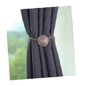 Royal Design metal curtain straps tiebacks 2 perforated magnetic buttons for bedroom and living room no need to drill & install