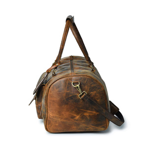 Bolsa de noche de fin de semana de cuero de grano completo personalizada Bolsa de viaje de cuero genuino real Bolsa de lona con compartimento para zapatos - Product Image 4