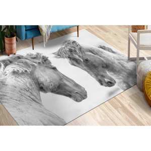 Alfombra con diseño de dos caballos: decoración rústica, alfombra antideslizante, alfombra estampada, alfombra delgada no tejida - Product Image 4
