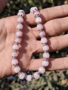 Collier en quartz rose naturel, perles rondes lisses de 8 mm, pierres précieuses en quartz rose, collier ras du cou en cristal d'amour, cadeau pour elle - Product Image 2