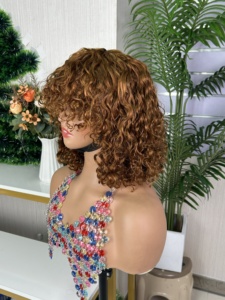 100% Virgin Raw Hair High Density Fringe water <b>wig</b> no <b>lace</b> frontal <b>wig</b> - Product Image 3