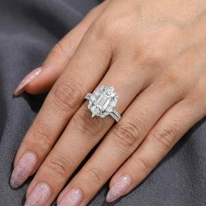 Anillo de Compromiso Clásico de Plata de Ley 925 con Circonita Esmeralda Brillante, Anillo de Boda Vintage para Aniversario - Product Image 5