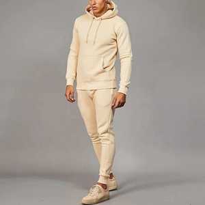 Survêtement personnalisé de haute qualité imprimé 100% coton brut ourlet coupe et couture à capuche pantalon de survêtement et ensemble de jogging à capuche - Product Image 2