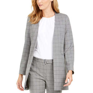Giacca Topper Grigia a Quadri da Donna Calvin Klein Taglia 14 Blazer Senza Colletto - Product Image 1