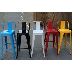 เก้าอี้คาเฟ่โลหะอุตสาหกรรมพร้อมพนักพิงสีฟ้าเทอร์ควอยซ์ - Product Image 2