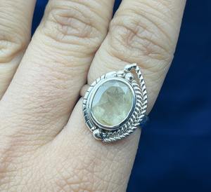 Anillo de plata rutilo dorado natural, piedras preciosas de rutilo dorado, anillo llamativo de plata, anillo bohemio de plata hecho a mano para mujer - Product Image 3