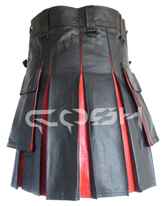 กระโปรงสั้นไฮบริดแฟชั่นแบบกอธิคของผู้ชายขายดีหนังสีดำแดงแบบปรับแต่งได้ - Product Image 5