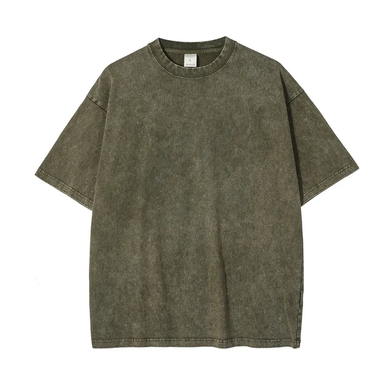 OEM Custom Streetwear Graphic Tees Washed Vintage Men's T Shirt Oversized Drop Shoulder Acid Wash T-Shirt