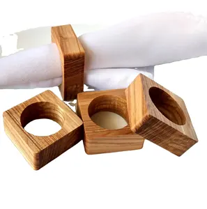 Luxury Hotel Table Napkin Ring Handmade Round Wood Napkin Rings for Wedding Hotel Dining Table Decor