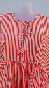 Robe mi-longue de haute qualité avec imprimé bloc décontracté rayures florales col profond et fermeture à cordes longueur au sol pour l'été - Product Image 5