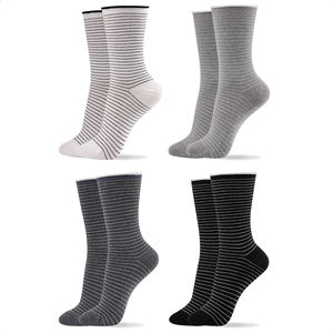 Calcetines de Algodón Transpirables para Mujer, Diseño Holgado con Rayas, Estilo Coreano para Uso Diario - Product Image 5