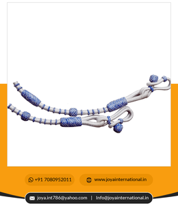 Rommel / Romal / Romel Reins ไนล่อนสีขาว,หุ้มด้วยแท็คหนังวัวธรรมชาติสีฟ้า NR185 - Product Image 4